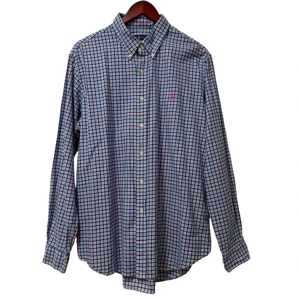 Ralph Lauren Mens Plaid Long Sleeve Button Up Shirt Size XL Preppy Church Office